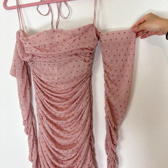 NEW House of CB Estella Soft Pink Crystallised Dress Size Medium - Picture 5 of 7